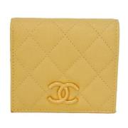 Pre-owned Leather wallets Chanel Vintage , Yellow , Dames