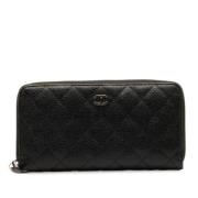 Pre-owned Leather wallets Chanel Vintage , Black , Dames