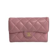 Pre-owned Leather wallets Chanel Vintage , Pink , Dames