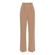 Bruine Crêpe Straight Broek met Gouden Nieten Elisabetta Franchi , Bro...