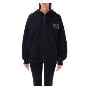 Zwart Logo Rits Hoodie Gebreide Kleding Y-3 , Black , Dames