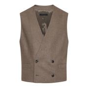 Dubbelrijige vest in taupe grijs Giorgio Armani , Brown , Heren