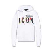 Witte hoodie met voorprint Dsquared2 , White , Heren