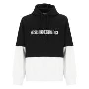 Zwarte Katoenen Hoodie met Logo Borduursel Moschino , Black , Heren