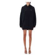 Zwarte Hoorn Hoodie Jurk Aw24 Coperni , Black , Dames