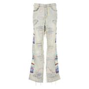 Lichtblauwe Jeans met Studs en Borduursels Who Decides War , Blue , He...