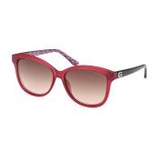 Ronde zonnebril met bordeaux spiegellenzen Guess , Red , Dames