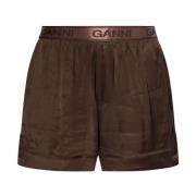 Satin Shorts Ganni , Brown , Dames