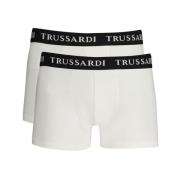 Witte Katoenen Boxershorts met Logo Trussardi , White , Heren