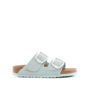 Vegan Canvas Dubbele Band Sandalen Birkenstock , Green , Dames