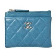 Pre-owned Leather wallets Chanel Vintage , Blue , Dames