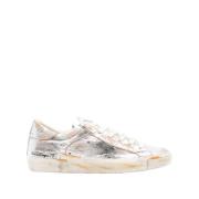 Metallic Finish Sneakers met Distressed Details Philippe Model , Gray ...