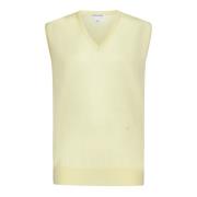 Kasjmier V-hals Vest met Logo Bottega Veneta , Yellow , Dames