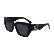 Zonnebril Ckj23608S 001 Zwarte Frame Grijze Lenzen Calvin Klein , Blac...