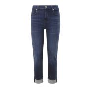 Blauwe Skinny Stretch Jeans met Omslag 7 For All Mankind , Blue , Dame...