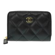 Pre-owned Leather wallets Chanel Vintage , Black , Dames