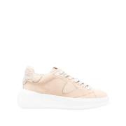 Beige Sneakers met Faux-Shearling Trim Philippe Model , Beige , Dames