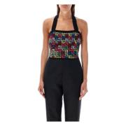 Multicolor Geometrische Haltertop Balmain , Multicolor , Dames