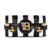 B-Buzz Pouch 23 met geborduurde strepen Balmain , Black , Dames