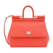 Rode Leren Handtas met Klepsluiting Dolce & Gabbana , Red , Dames