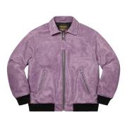 Donkerpaarse Leren Jas Limited Edition Supreme , Purple , Heren