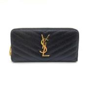 Pre-owned Leather wallets Yves Saint Laurent Vintage , Black , Dames