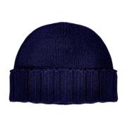 Blauwe Cashmere Beanie Hoed Drumohr , Blue , Heren