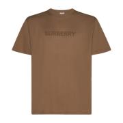 Logo Print Crew Neck T-shirts Burberry , Brown , Heren