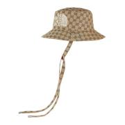 Beperkte oplage Canvas Bucket Hat Beige/Ebony Gucci , Beige , Unisex