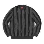 Gestructureerde Streep Crewneck Sweaters Supreme , Black , Heren