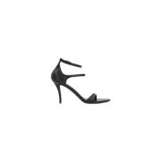 Zwarte Leren Amandelteen Sandalen Balenciaga , Black , Dames