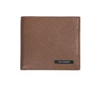 Geëmbosseerde leren herenportemonnee bruin Trussardi , Brown , Heren