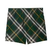 Groene Geruite Twill Weave Shorts Burberry , Green , Heren