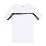 Logo Tape T-Shirt Wit Zwart Calvin Klein , White , Heren