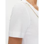 Wit Katoenmix T-shirt met Afneembare Kettingen Guess , White , Dames