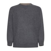 Grijze Crew Neck Wollen Trui Brunello Cucinelli , Gray , Heren