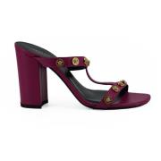 Paarse Kalfsleren Hoge Hak Sandalen Versace , Purple , Dames