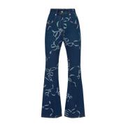 Boog-Print Flare Jeans in Ruwe Denim Nina Ricci , Blue , Dames