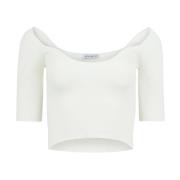 Off White Heart Neckline Cropped Top Nina Ricci , Beige , Dames