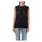 Paillet Gebreide Tanktop Golden Goose , Black , Dames