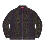 Gradient Jacquard Denim Work Jacket Supreme , Multicolor , Heren