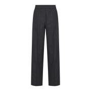 Donkergrijze Wol Elastische Taille Broek Brunello Cucinelli , Gray , D...