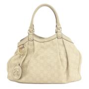 Pre-owned Leather totes Gucci Vintage , Beige , Dames