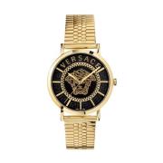 V-Essential goud zwart Horloge Versace , Yellow , Heren