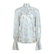 Lichtblauwe Lurex Cut Out Blouse Nina Ricci , Blue , Dames