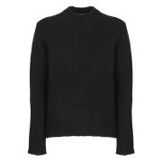 Zwarte Alpaca Crewneck Sweater Jil Sander , Black , Heren