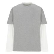 Grijze Katoenen T-shirt met Lange Mouwen Jil Sander , Gray , Heren