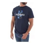 Heren Logo Print T-Shirt Bikkembergs , Blue , Heren