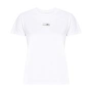 Wit Katoenen Ronde Hals T-shirt MM6 Maison Margiela , White , Dames