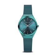 Ultra Slim Groene Swarovski Elements Horloge Bering , Green , Dames